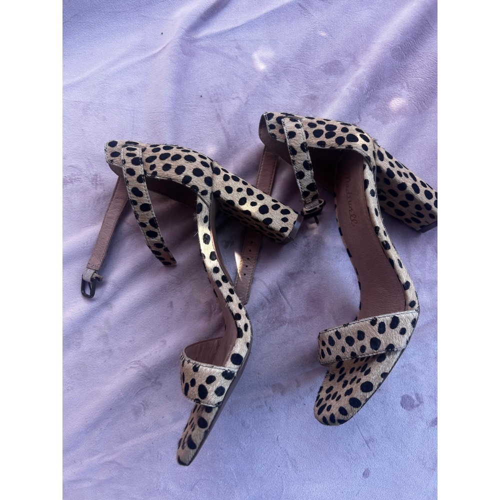 Madewell Leopard Print Calf Hair Block Heel Sandals Tan‎ Black Size 7 - Picture 3 of 9
